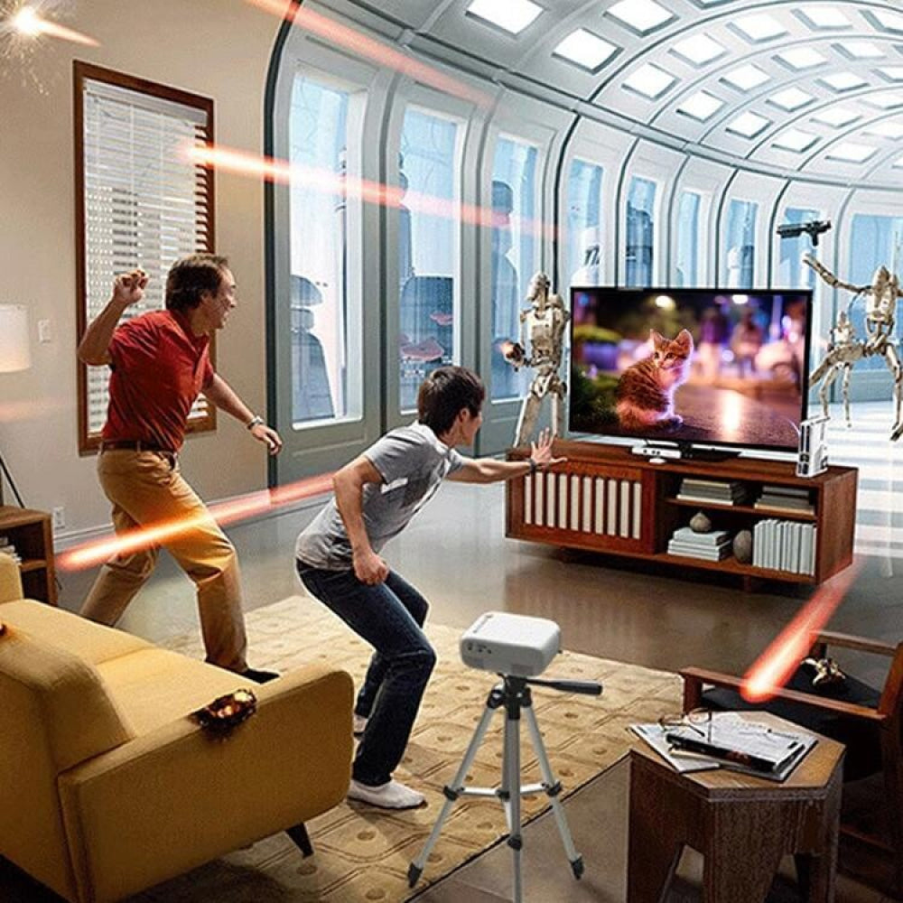 Portable Mini Led Projector For Home Theater - Av / Sd / Hdmi - Black White